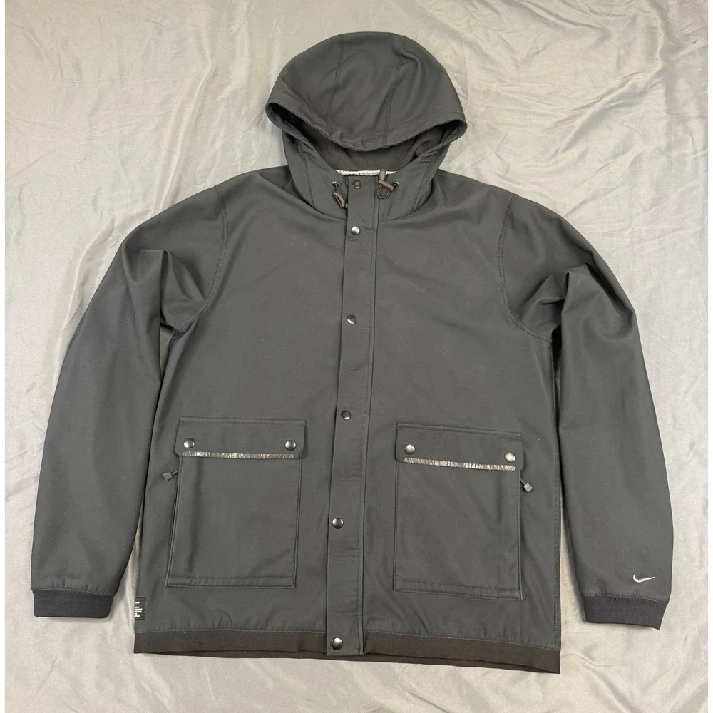 Nike ACG Mens Black Softshell Fleece Lined Hooded Jacket 337005-010 Large L